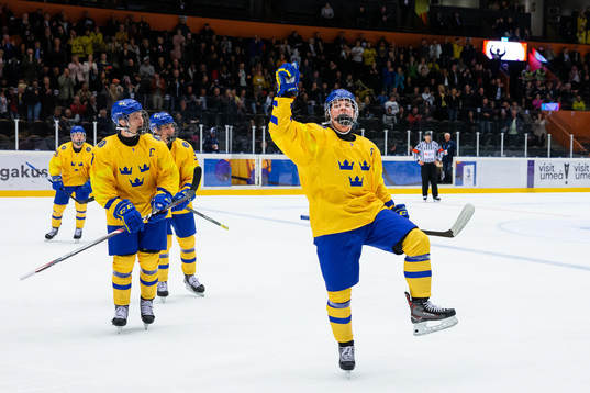 Alexander Holtz of Sweden celebrates