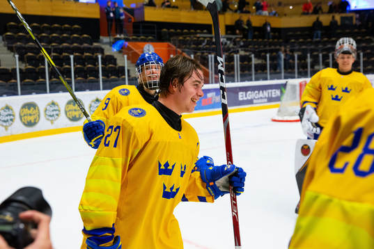 Alexander Holtz of Sweden celebrate