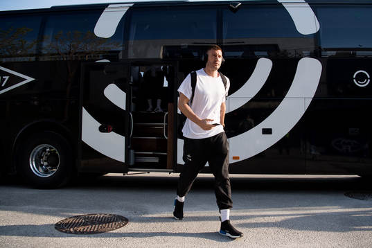 Nicklas Bendtner of Rosenborg arrives