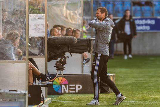 Eirik Horneland, head coach of Rosenborg, reacts