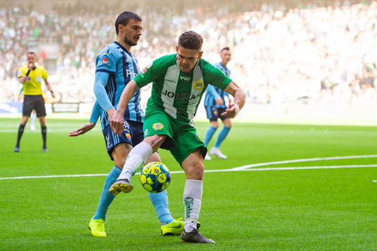 Djurgårdens Erik Berg och Hammarbys Vidar Örn Kjartansson