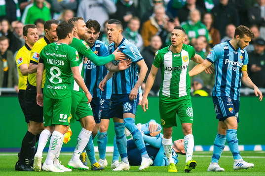 Djurgårdens Haris Radetinac och Hammarbys Jeppe Andersen