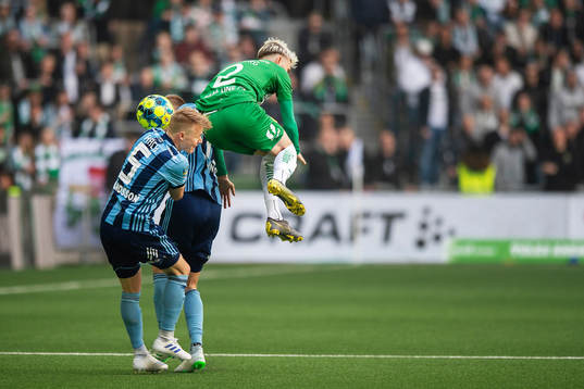 Djurgårdens Elliot Käck och Hammarbys Simon Sandberg