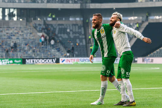 Hammarbys David Fällman och Simon Sandberg jublar