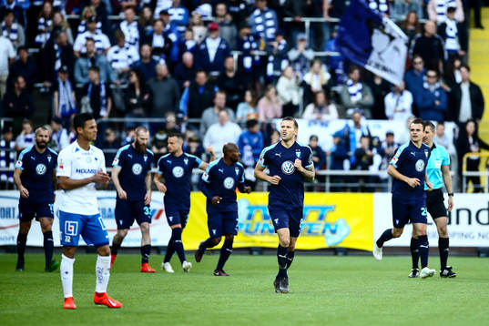 Malmö FFs Arnór Traustason, Guillermo Molins, Jo Inge