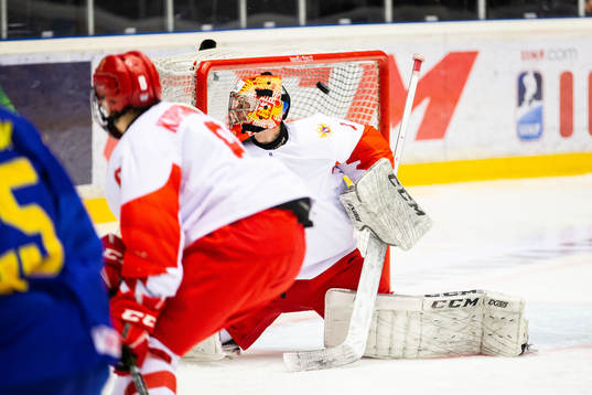 Simon Holmström of Sweden  scores 2-0 behind goalkeeper