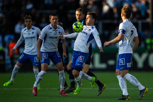 IFK Norrköpings Simon Skrabb och Simon Thern mot Malmö