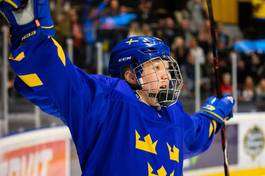Simon Holmström of Sweden  celebrates