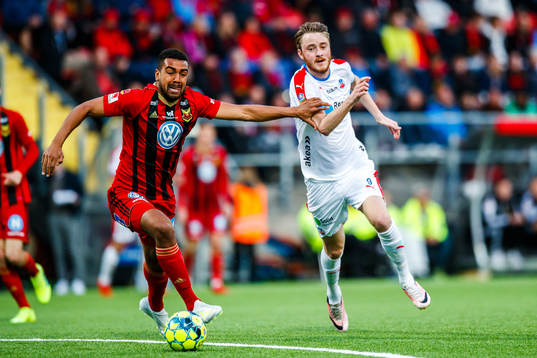 Östersunds Noah Sonko Sundberg och Helsingborgs Rasmus