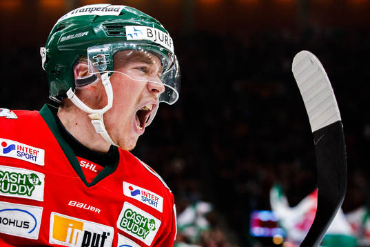 Frölundas Joel Mustonen jublar