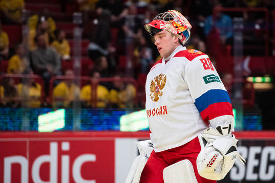 Goalkeeper Andrei Vasilevsky of Russia