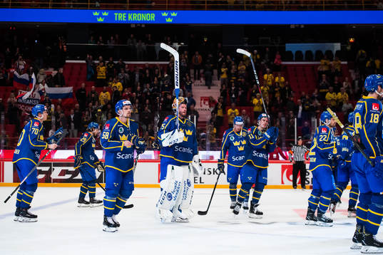 Players of Sweden celebrate