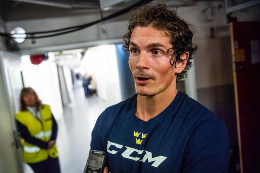Loui Eriksson of Sweden in the mixes zone