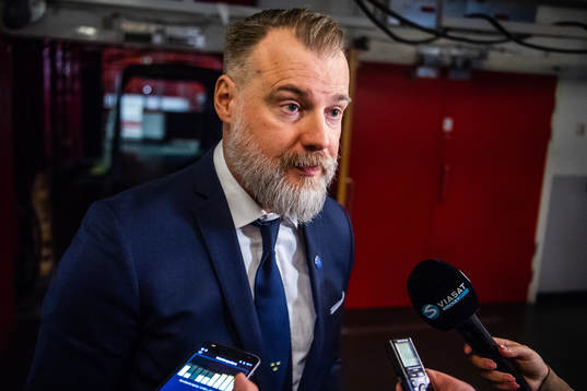 Rikard Grönborg, Head Coach of Sweden in the mixes zone