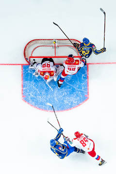 Joakim Nygård of Sweden scores the 1-0 goal