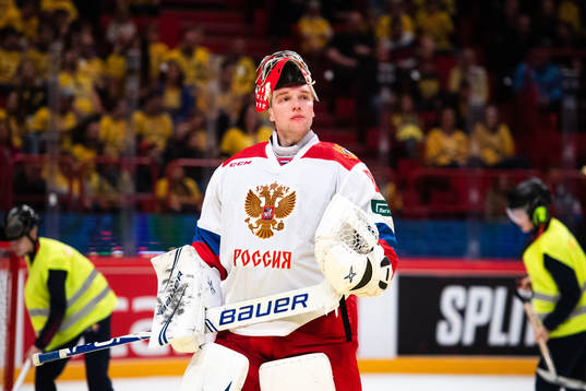 Goalkeeper Andrei Vasilevsky of Russia