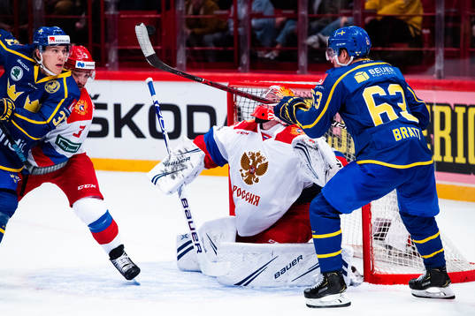 Jesper Bratt of Sweden with a scoring opportunity