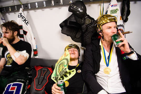Frölundas Jacob Moverare och assisterande tränare Johan