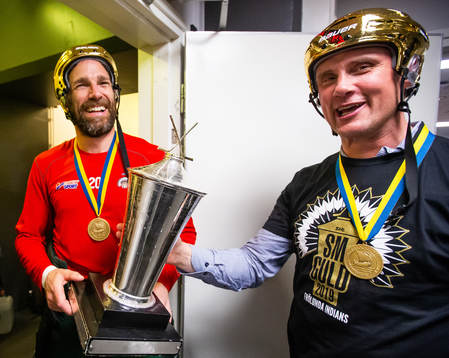 Frölundas Joel Lundqvist och tränare Roger Rönnberg