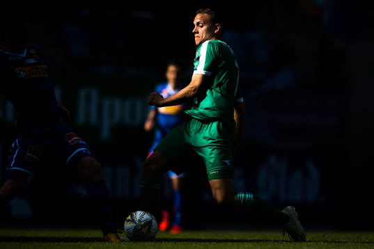 Jo Sondre Aas of Nest-Sotra is brought down in the penalty