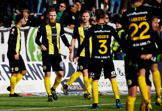 Hammarbys David Fällman gör 0-1 och jublar