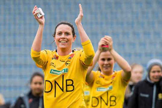 Isabell Bachor of LSK Kvinner celebrates