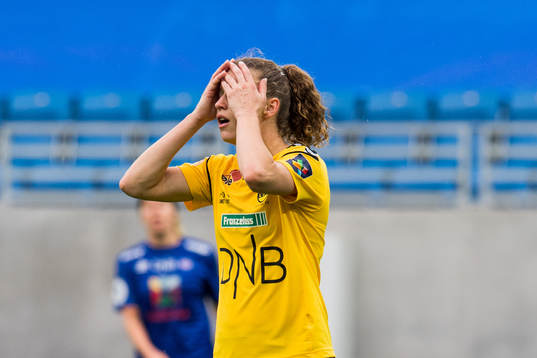 Synne Skinnes Hansen of LSK Kvinner reacts