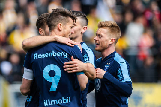 Malmö FFs Markus Rosenberg jublar med lagkamrater