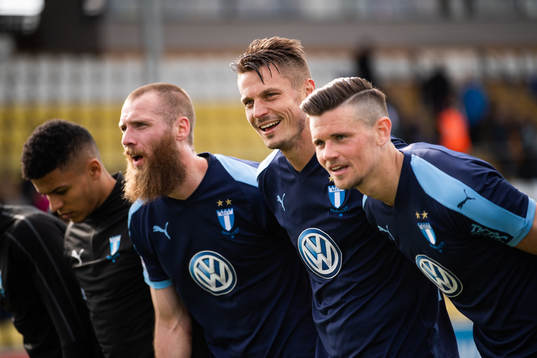 Malmö FFs Jo Inge Berget och Markus Rosenberg jublar