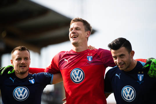 Malmö FFs Eric Larsson, Johan Dahlin och Behrang Safari