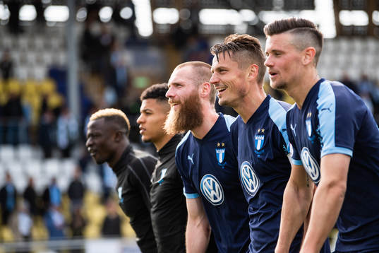 Malmö FFs Jo Inge Berget och Markus Rosenberg jublar