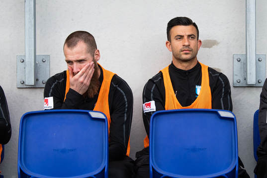 Malmö FFs Jo Inge Berget och Behrang Safari på bänken