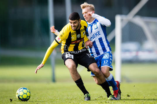 Häckens Aiham Ousou och IFK Göteborgs Edvin Dahlqvist