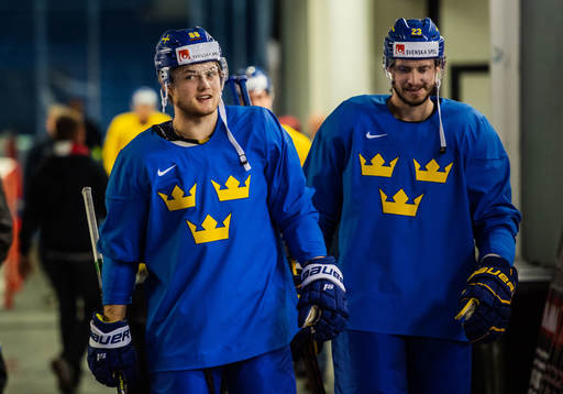 William Nylander and Oliver Ekman Larsson of Sweden at a