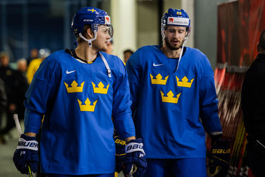 William Nylander and Oliver Ekman Larsson of Sweden at a