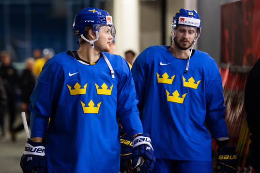 William Nylander and Oliver Ekman Larsson of Sweden at a