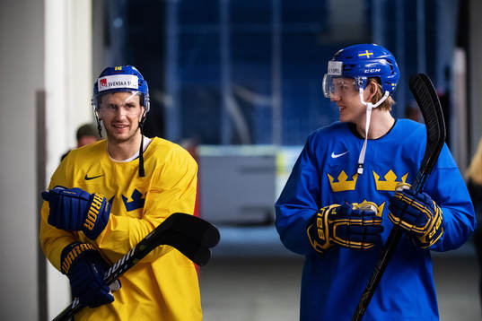 Marcus Krüger and Oskar Lindblom of Sweden at a practice