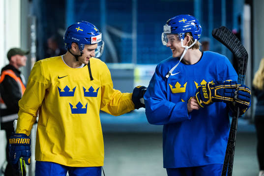 Marcus Krüger and Oskar Lindblom of Sweden at a practice