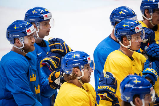 Mattias Ekholm and Dennis Rasmussen of Sweden with