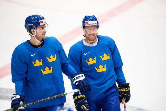 William Nylander and Patric Hörnqvist of Sweden at a