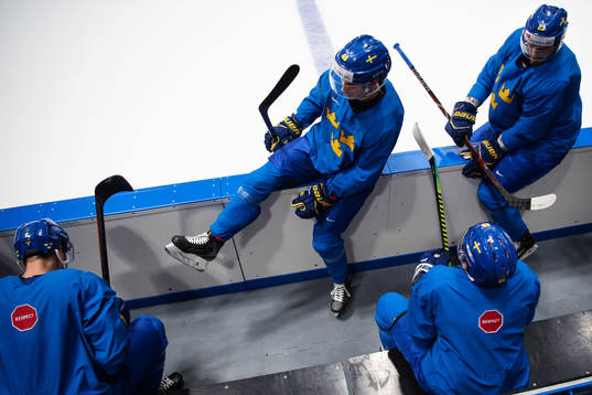 Elias Pettersson and Oliver Ekman Larsson of Sweden at a