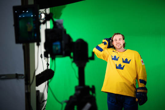 Elias Lindholm of Sweden at a green screen filming