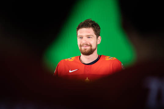 Yevgeni Kuznetsov of Russia at a green screen filming