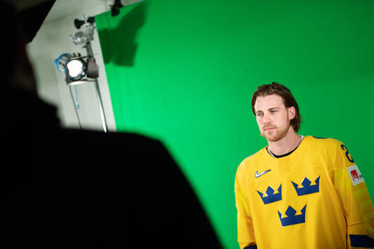 Elias Lindholm of Sweden at a green screen filming