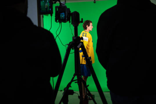 Loui Eriksson of Sweden at a green screen filming