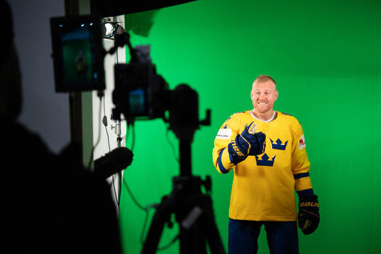 Patric Hörnqvist of Sweden at a green screen filming