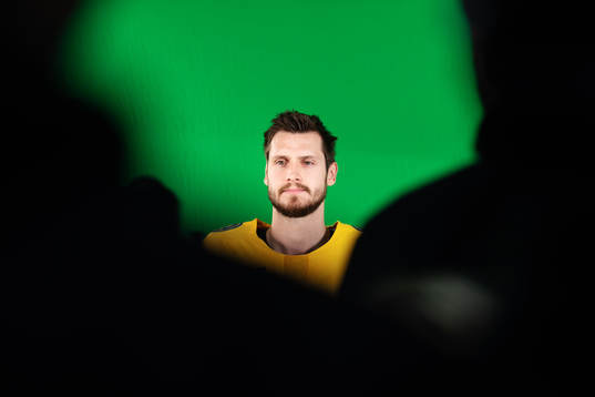 Oliver Ekman Larsson of Sweden at a green screen filming