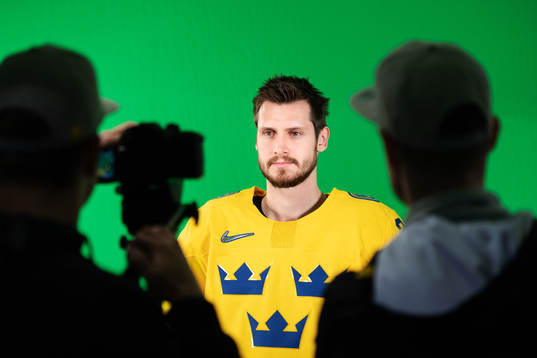 Oliver Ekman Larsson of Sweden at a green screen filming