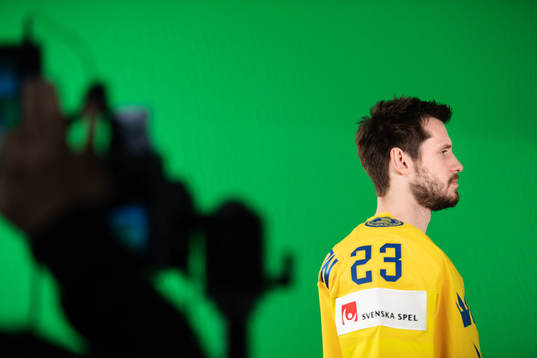 Oliver Ekman Larsson of Sweden at a green screen filming