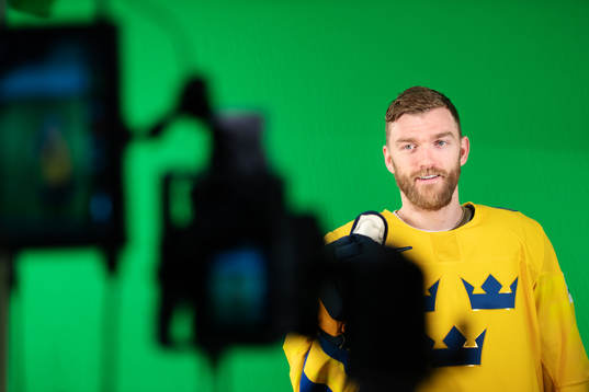 Mattias Ekholm of Sweden at a green screen filming